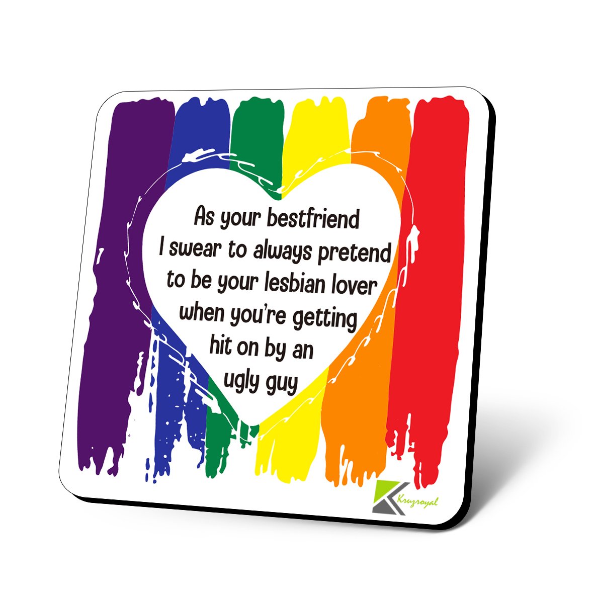 CS958 As Your Bestfriend i Swear to Always Pretend to be Your Lesbian Lover When You're Getting hit on by an Ugly Guy Novelty Funny Coffee Tea Drink Gift Glossy MDF Wooden Coaster