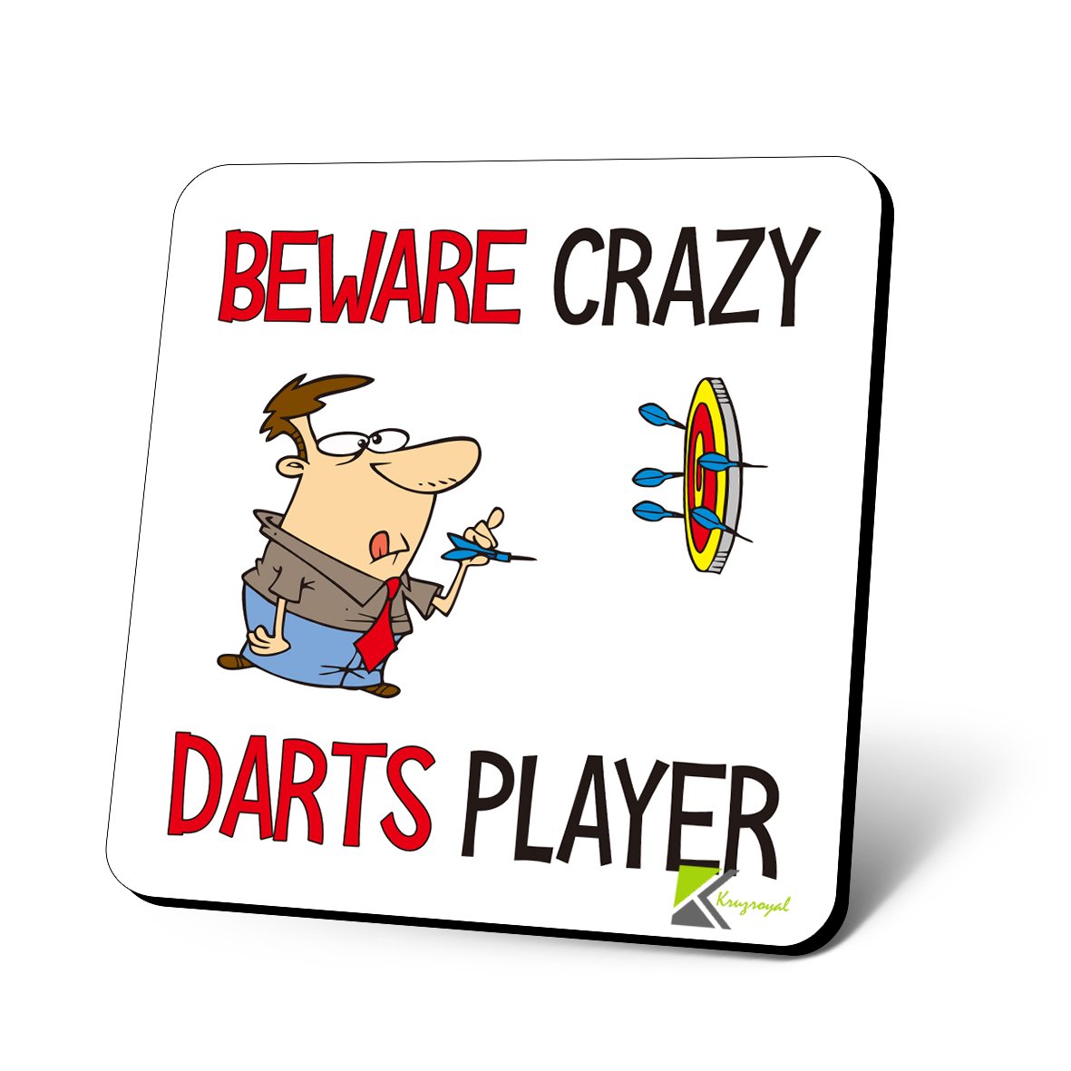 CS801 Beware Crazy Darts Player Novelty Funny Coffee Tea Drink Gift Glossy MDF Wooden Coaster