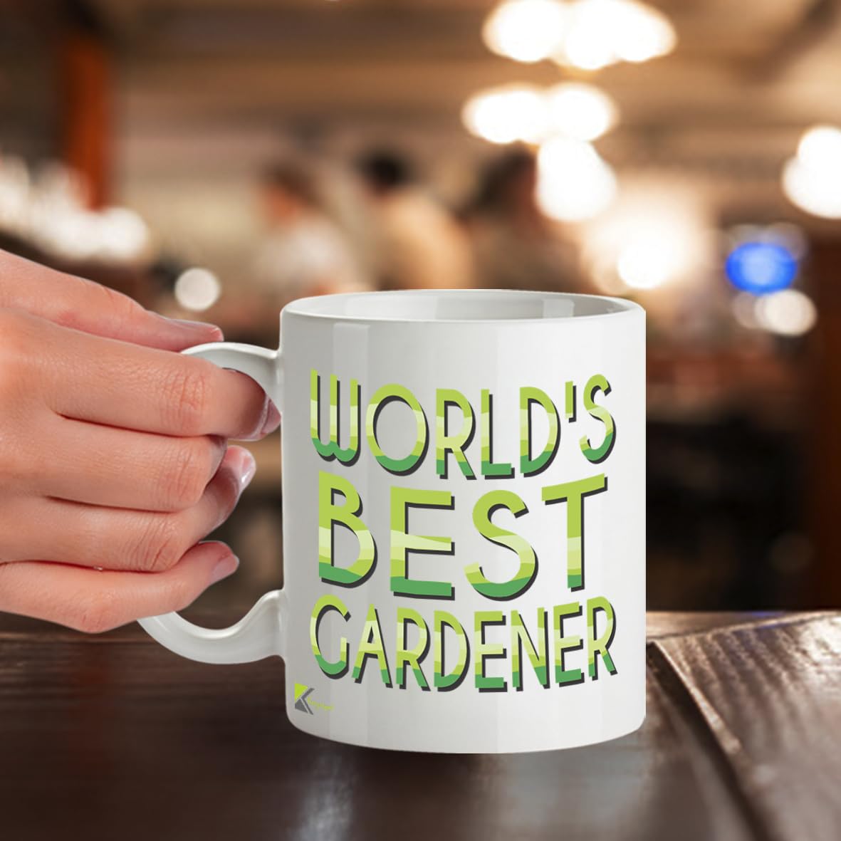 Kruzroyal DZ876 World's Best Gardener Mug 11oz - White Ceramic Cup for Dad, Grandad, Allotment Holder - Funny Birthday, Father's Day Present
