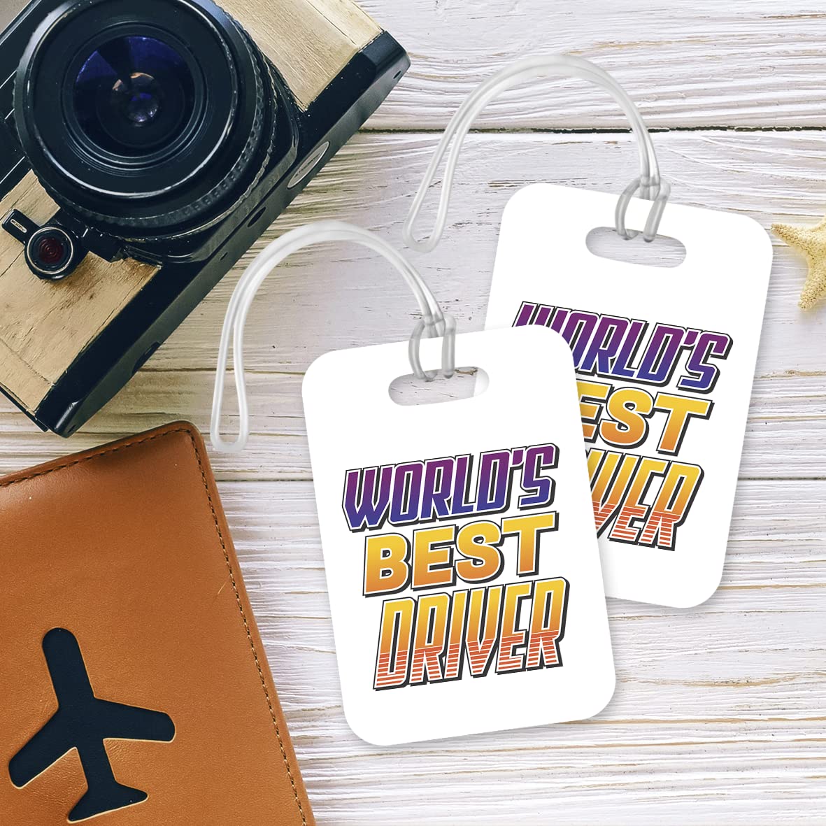 LT409 World's Best Driver Novelty Funny Unique Designer Gift, Suitcase, Glossy Plastic Luggage Tag for Driver