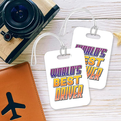 LT409 World's Best Driver Novelty Funny Unique Designer Gift, Suitcase, Glossy Plastic Luggage Tag for Driver