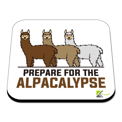 CS426 Prepare for The Alpacalypse Novelty Funny Coffee Tea Drink Gift Glossy MDF Wooden Coaster