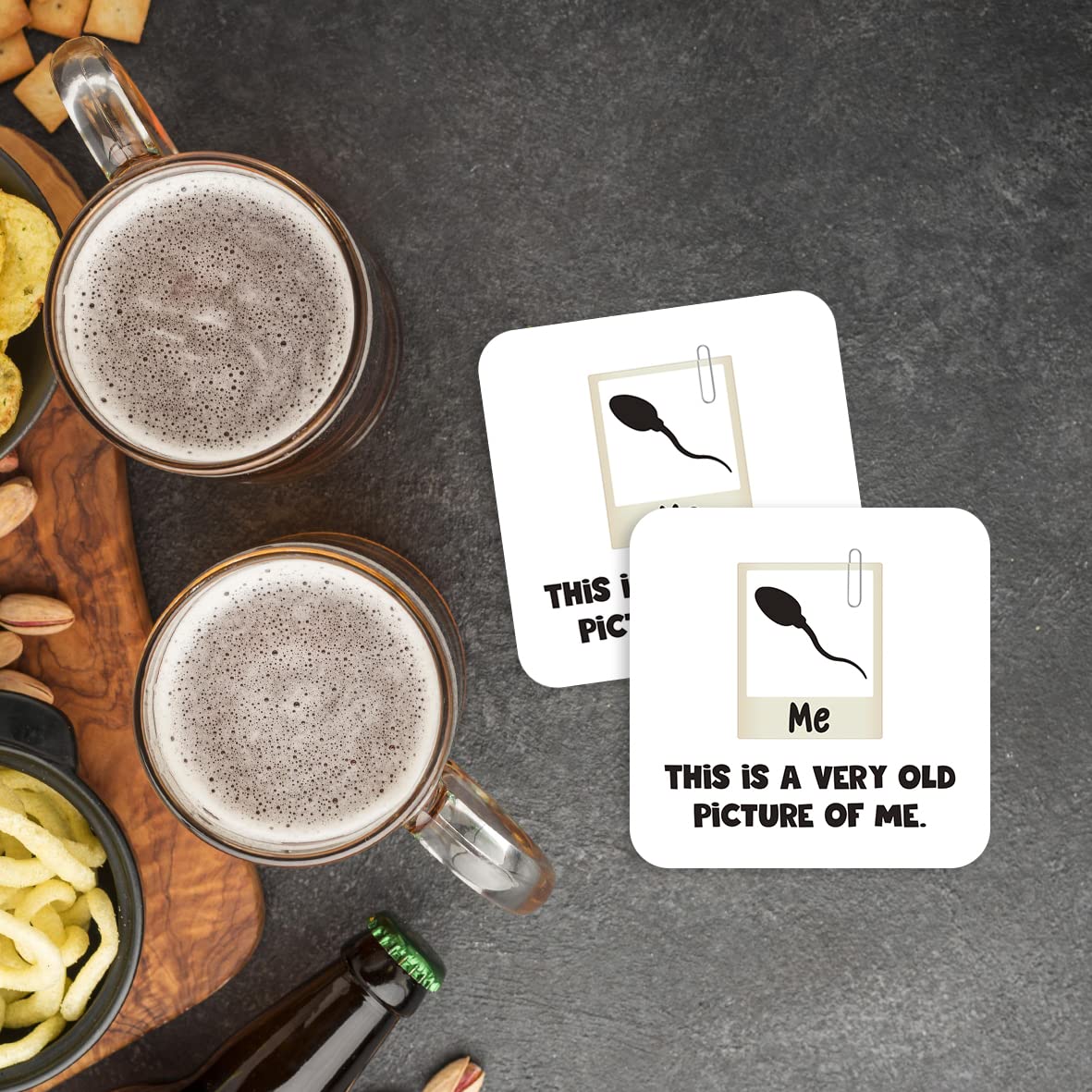 CS545 Sperm:This is Very Old Picture of me Novelty Funny Coffee Tea Drink Gift Glossy MDF Wooden Coaster
