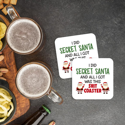 Secret Santa Gifts for Colleagues - Funny Office Coaster Gift for Work Friends & Coworkers | Wooden Novelty Christmas Gag Gift & Stocking Filler UK