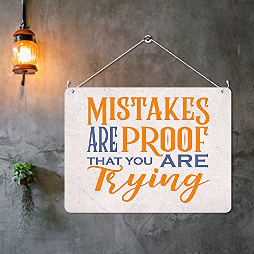 Kruzroyal MP478 Mistakes are proof that you are trying Funny Novelty Retro Vintage Metal Wall Sign Plaque 20cm x 15cm