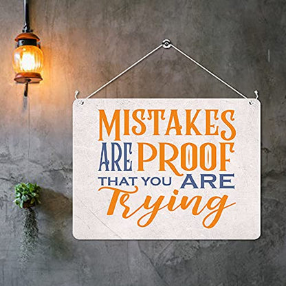 Kruzroyal MP478 Mistakes are proof that you are trying Funny Novelty Retro Vintage Metal Wall Sign Plaque 20cm x 15cm
