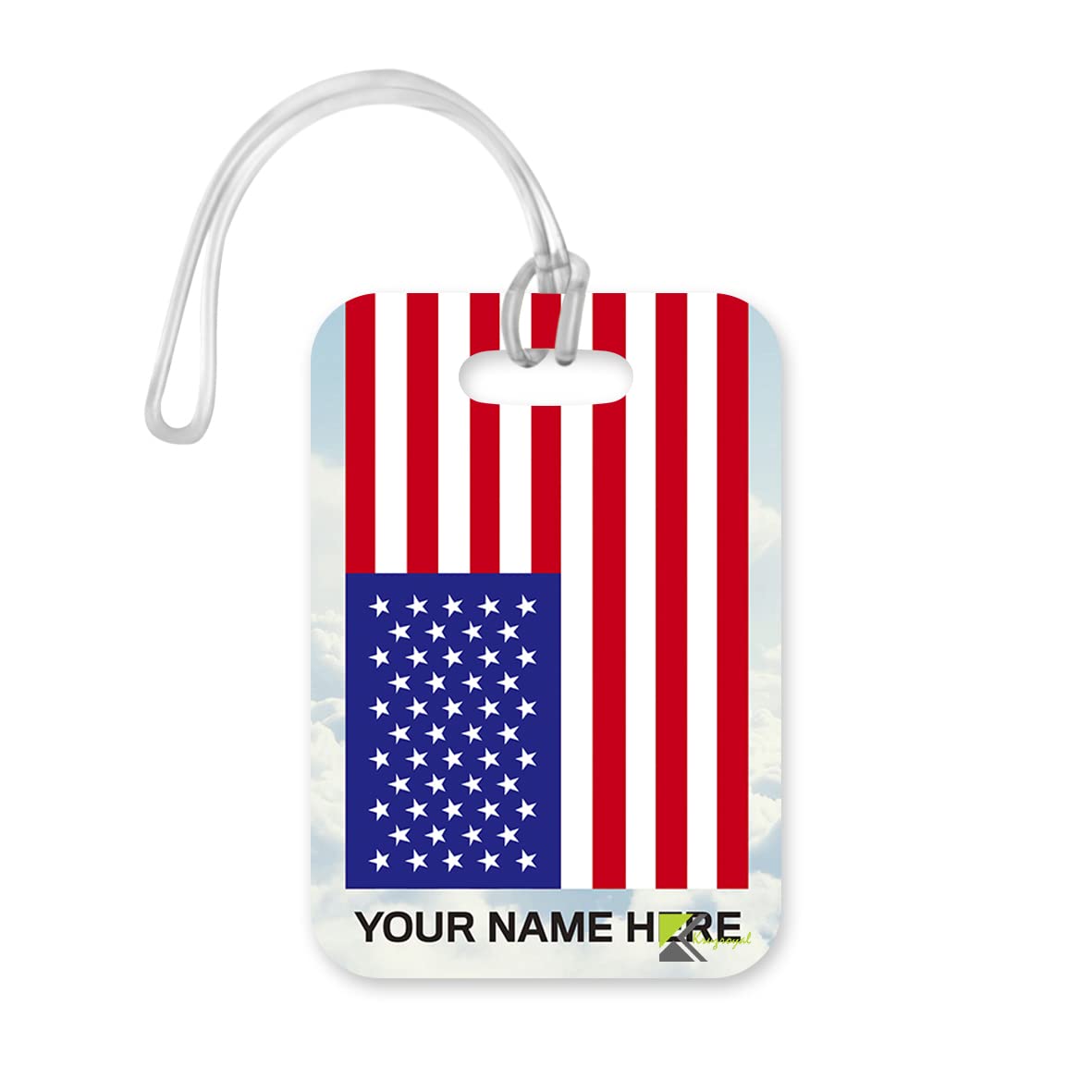 PLT263 Personalised Name with USA Flag Novelty Funny Unique Designer Gift Glossy Plastic Suitcase Luggage Tag