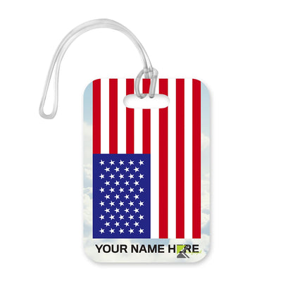 PLT263 Personalised Name with USA Flag Novelty Funny Unique Designer Gift Glossy Plastic Suitcase Luggage Tag
