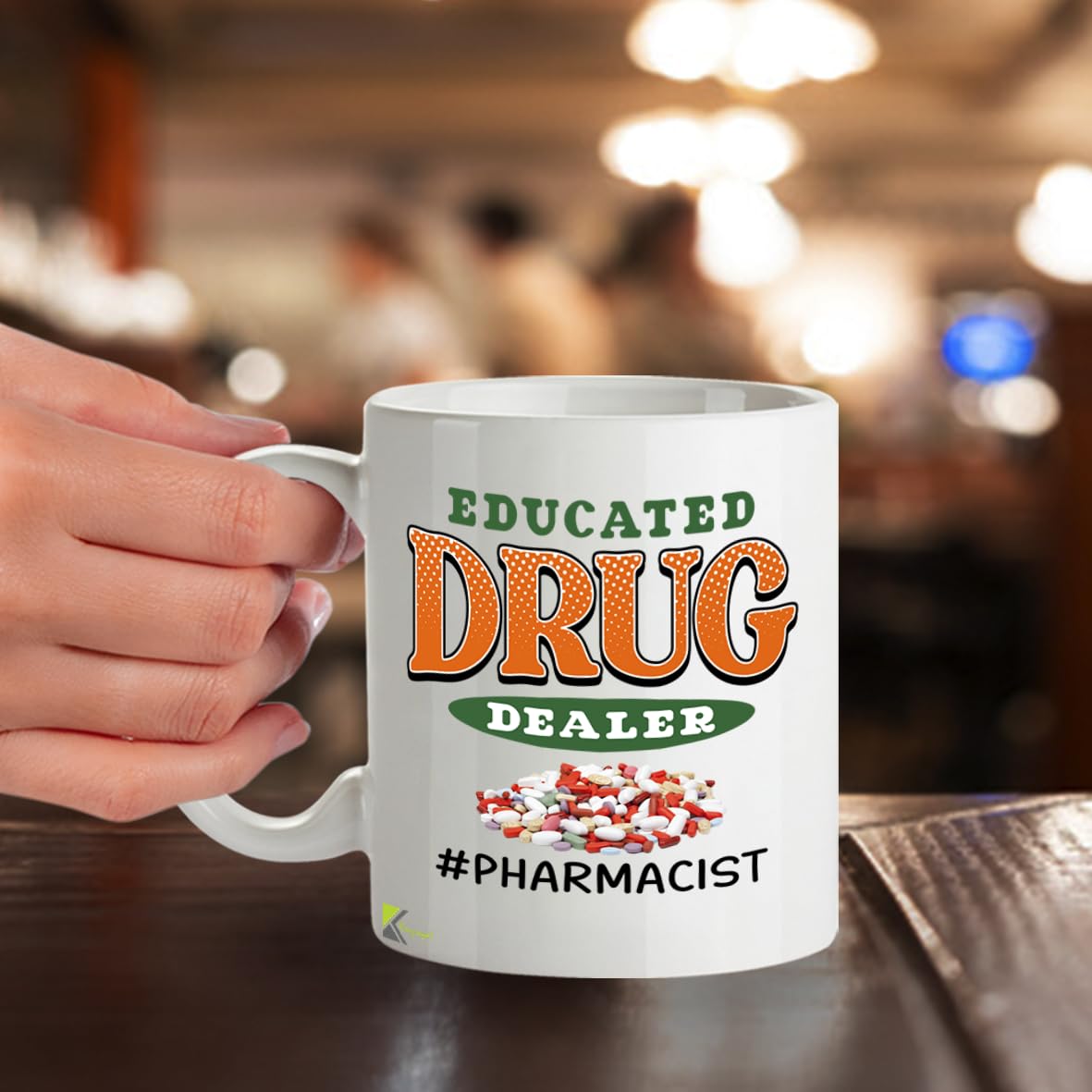 Kruzroyal Pharmacist Mug Funny Gift - 11oz/325ml Educated Drug Dealer Ceramic Coffee Cup for Pharmacy Tech, Student, PharmD - Graduation Present
