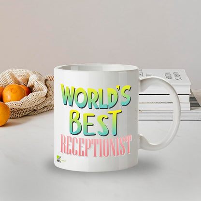 Kruzroyal DZ886 World's Best Receptionist Mug 11oz - White Ceramic Cup for Admin, PA - Funny Birthday, Leaving, Thank You Present