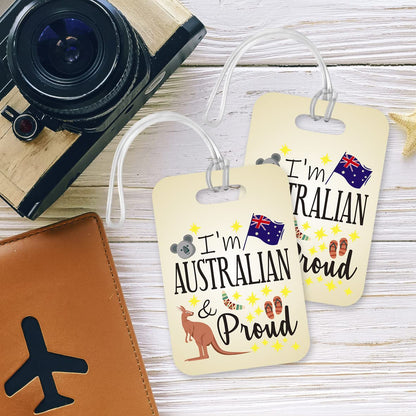 LT193 I'm Australian and Proud Novelty Funny Unique Designer Gift Glossy Plastic Suitcase Luggage Tag