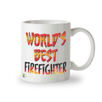 Kruzroyal DZ855 World's Best Firefighter Mug 11oz - White Ceramic Cup for Fireman, Fire Crew - Ideal Birthday, Retirement, Passing Out Present