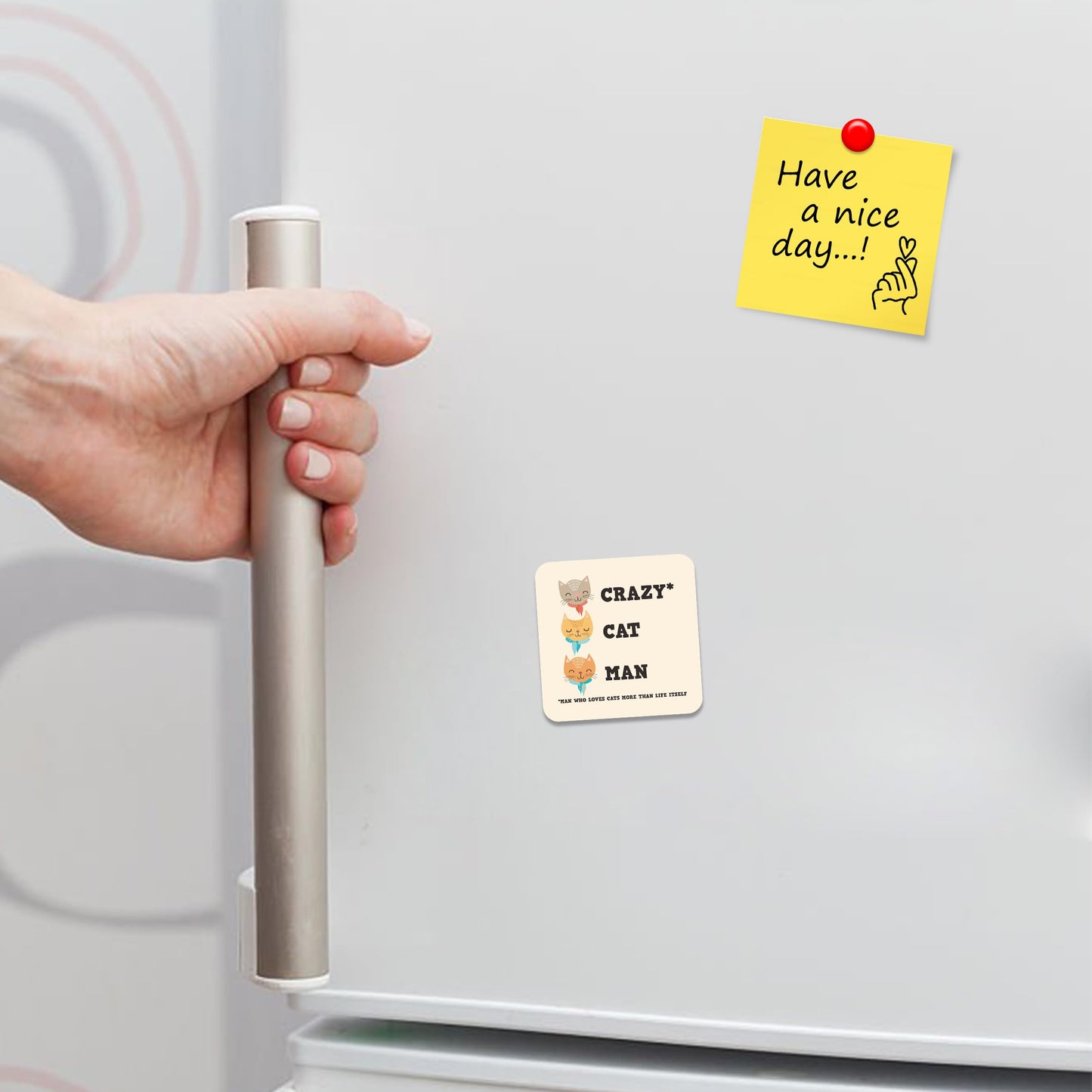 FM084 Beware Crazy Rabbit Lady Novelty Funny Idea Glossy Metal Square Fridge Magnet
