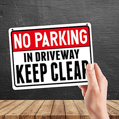Kruzroyal MP357 NO PARKING, In driveway keep clear. Funny Novelty Retro Vintage Metal Wall Sign Plaque 20cm x 15cm