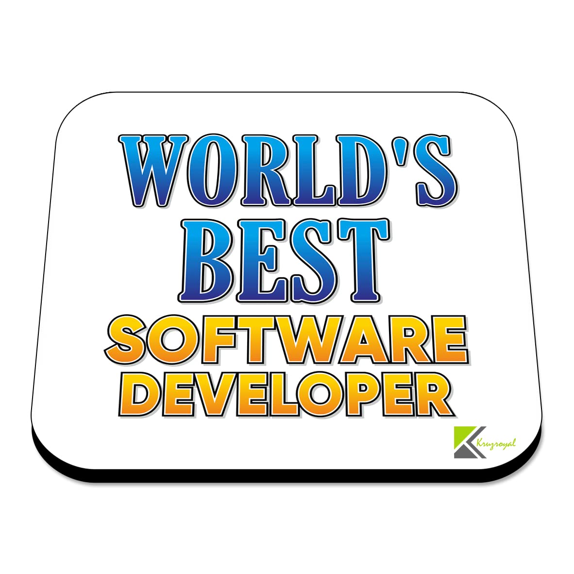 WB063 World's Best Software Developer MDF Wooden Coaster by Kruzroyal | Gift for Software Developer | Unique Novelty Present | 9cm x 9cm | Coffee Tea MDF Wooden Coaster