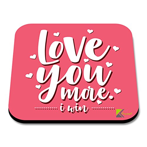 CS128 Love You More - i Win/Valentine Day's Gift Novelty Funny Coffee Tea Drink Gift Glossy MDF Wooden Coaster