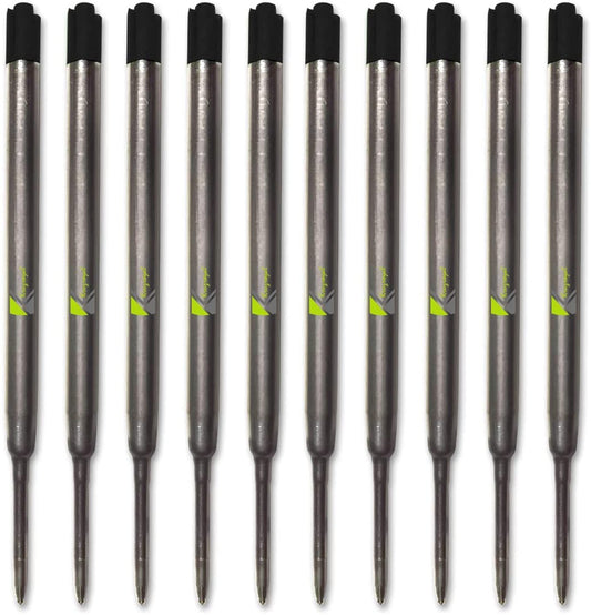 10 x Quality Compatible Refills for Parker Ballpoint Medium Black