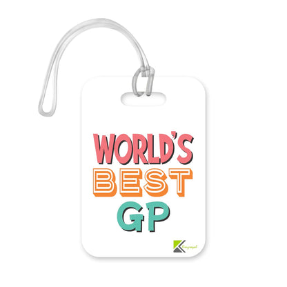 LT480 World's Best GP Novelty Funny Unique Designer Gift, Suitcase, Glossy Plastic Luggage Tag for GP