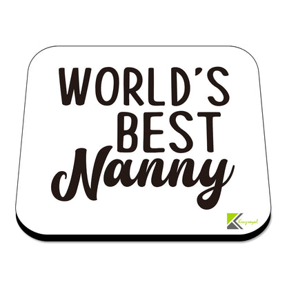 WB037 World's Best Nanny MDF Wooden Coaster by Kruzroyal | Gift for Nanny | Unique Novelty Present | 9cm x 9cm | Coffee Tea MDF Wooden Coaster