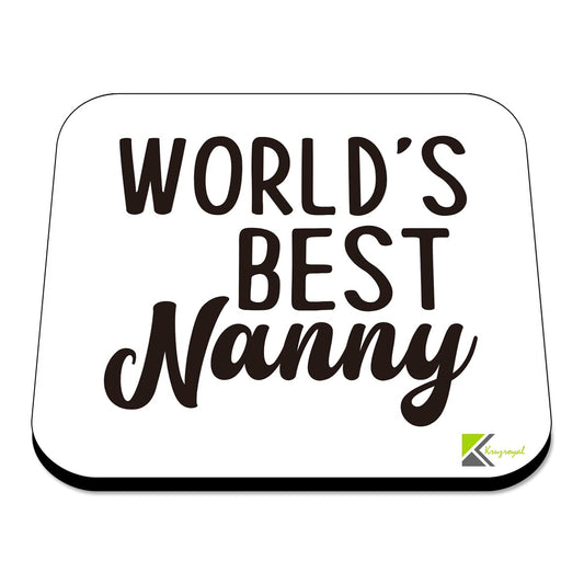 WB037 World's Best Nanny MDF Wooden Coaster by Kruzroyal | Gift for Nanny | Unique Novelty Present | 9cm x 9cm | Coffee Tea MDF Wooden Coaster