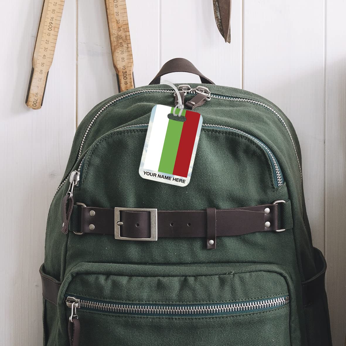 PLT268 Personalised Name with Bulgaria Flag Novelty Funny Unique Designer Gift Glossy Plastic Suitcase Luggage Tag