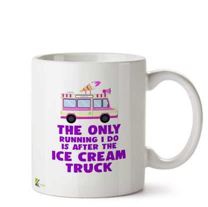 Kruzroyal Funny Ice Cream Truck Running Mug | Humorous Dessert Lover Gift Ceramic Coffee Tea Cup for Sweet Tooth, Friend, Kids