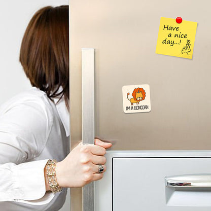 FM093 I'm A Lioncorn Novelty Funny Idea Glossy Metal Square Fridge Magnet