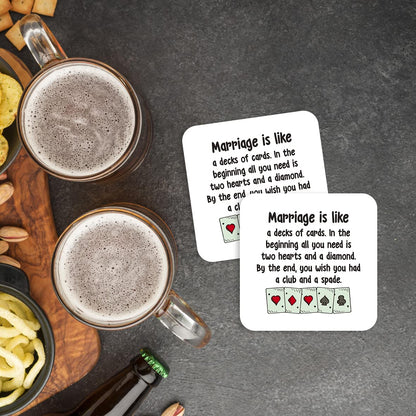 CS478 Marriage is Like a Decks of Cards.Funny Marriage Definition Novelty Funny Coffee Tea Drink Gift Glossy MDF Wooden Coaster