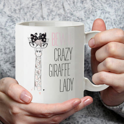 Kruzroyal DZ287 Beware Crazy Giraffe Lady Funny Novelty Great Gift Idea Coffee Tea Mug