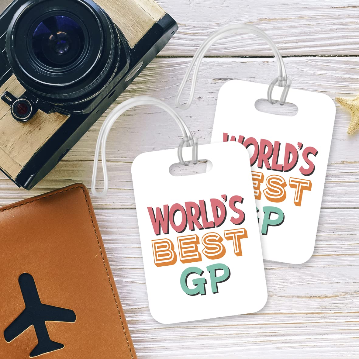 LT480 World's Best GP Novelty Funny Unique Designer Gift, Suitcase, Glossy Plastic Luggage Tag for GP