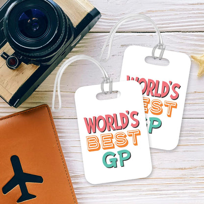 LT480 World's Best GP Novelty Funny Unique Designer Gift, Suitcase, Glossy Plastic Luggage Tag for GP