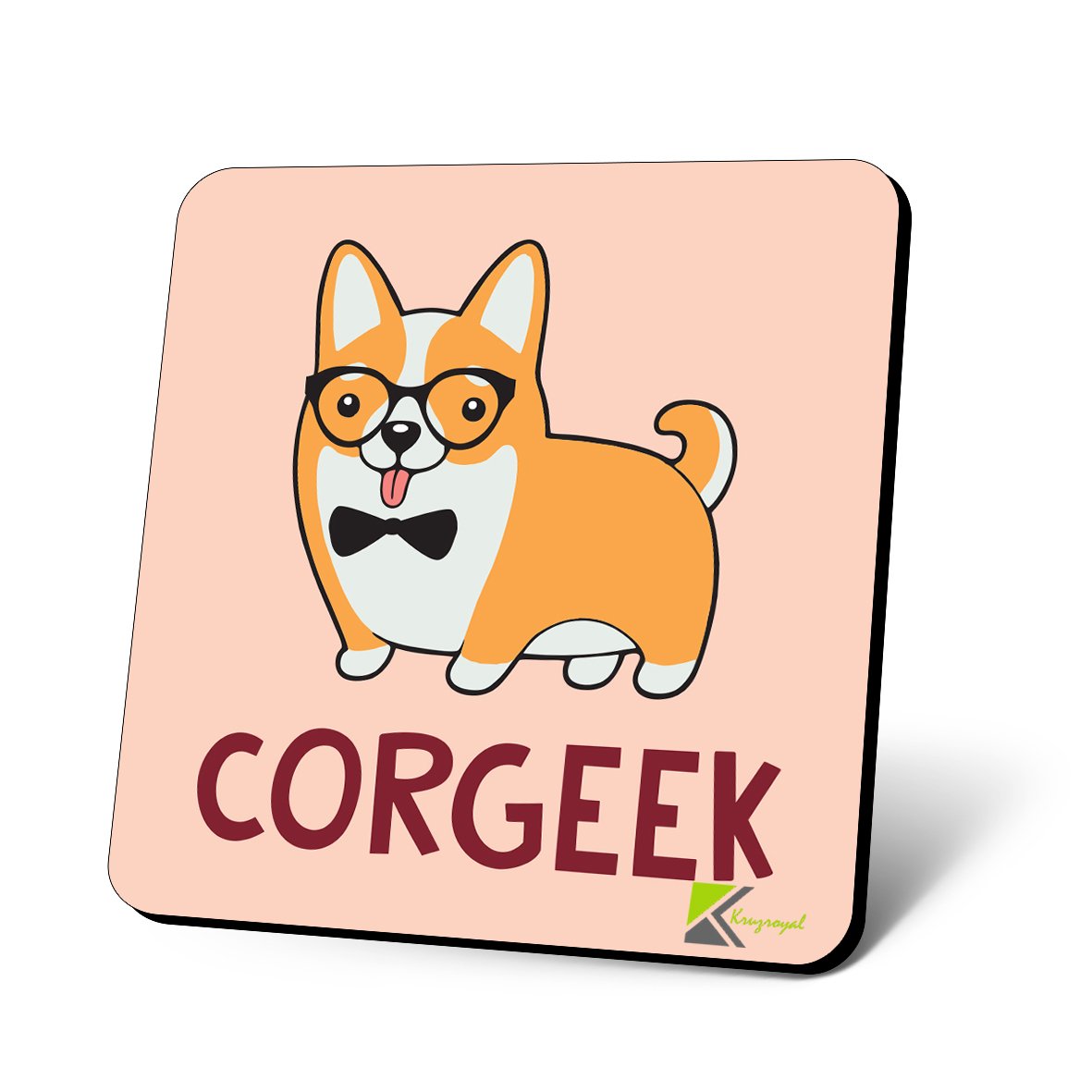 CS989 Corgeek/Corgi lover Novelty Funny Coffee Tea Drink Gift Glossy MDF Wooden Coaster