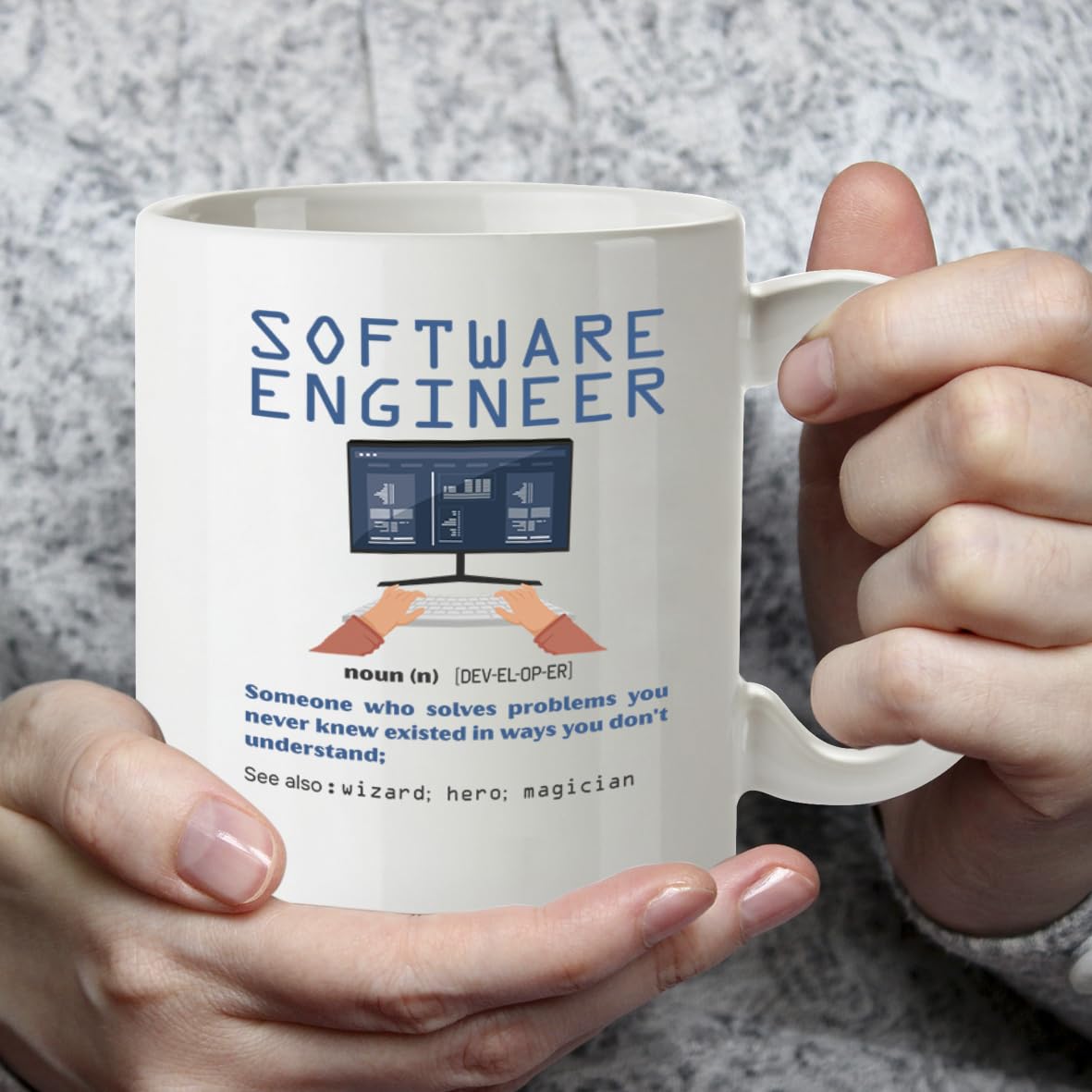 Kruzroyal Software Engineer Funny Definition Mug - Novelty Programmer Gift for Developer Coder Men Colleague Mate