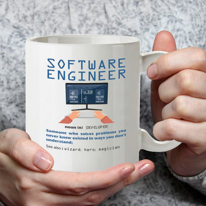 Kruzroyal Software Engineer Funny Definition Mug - Novelty Programmer Gift for Developer Coder Men Colleague Mate