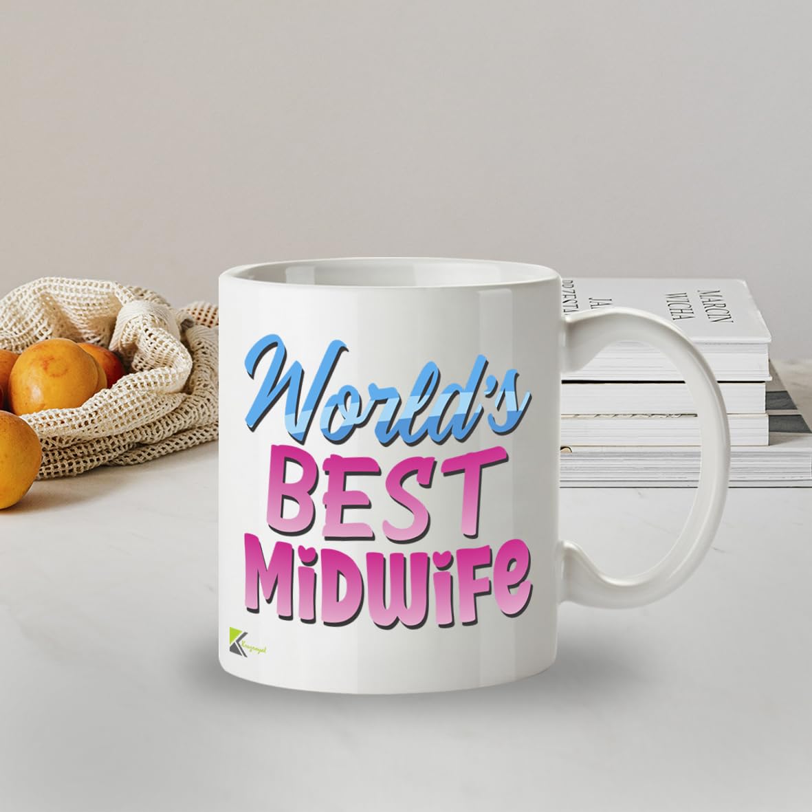 Kruzroyal DZ850 World's Best Midwife Mug 11oz - White Ceramic Cup for Student, Doula, NHS Staff - Heartfelt Thank You, Baby Shower Present for Her