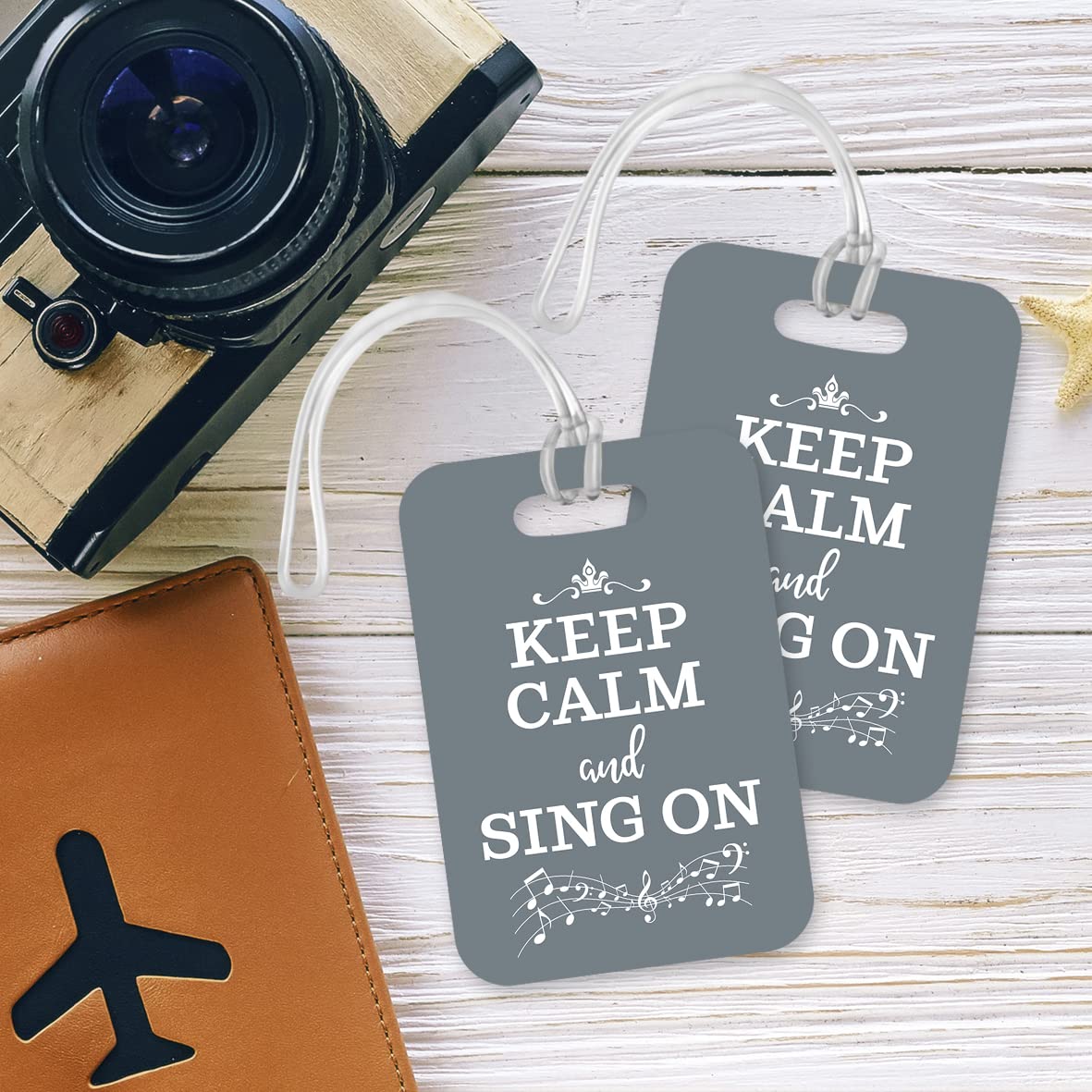 LT028 Keep Calm and Sing ON Novelty Funny Unique Designer Gift Glossy Plastic Suitcase Luggage Tag
