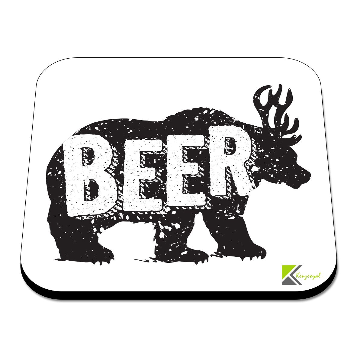 CS338 Beer Deer Bear Novelty Funny Coffee Tea Drink Gift Glossy MDF Wooden Coaster
