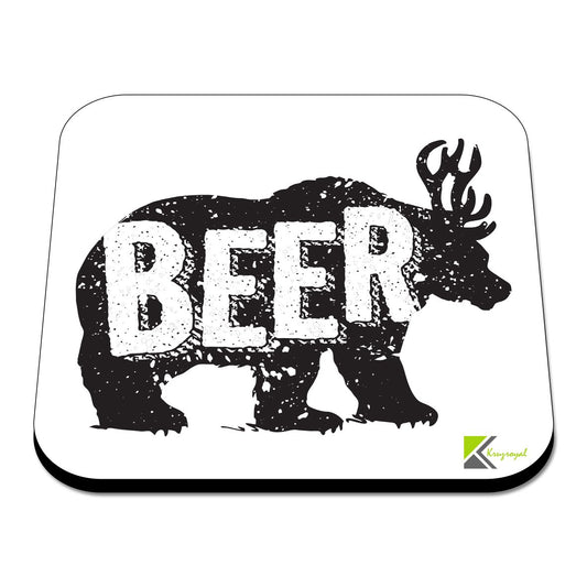 CS338 Beer Deer Bear Novelty Funny Coffee Tea Drink Gift Glossy MDF Wooden Coaster