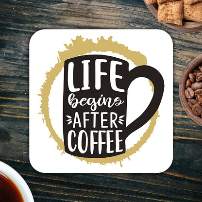 CS497 Life Begins After Coffee Novelty Funny Coffee Tea Drink Gift Glossy MDF Wooden Coaster