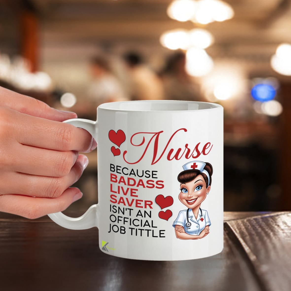 Kruzroyal Funny Nurse Mug for Women - Badass Life Saver 11oz Ceramic Cup - NHS Thank You, Graduation, Leaving Gift for Nurses