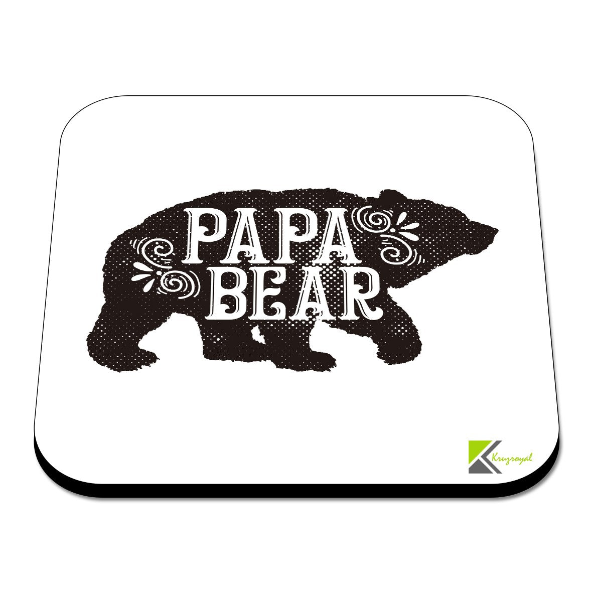 CS401 Papa Bear Novelty Funny Coffee Tea Drink Gift Glossy MDF Wooden Coaster