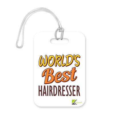 LT477 World's Best Hairdresser Novelty Funny Unique Designer Gift, Suitcase, Glossy Plastic Luggage Tag for Hairdresser