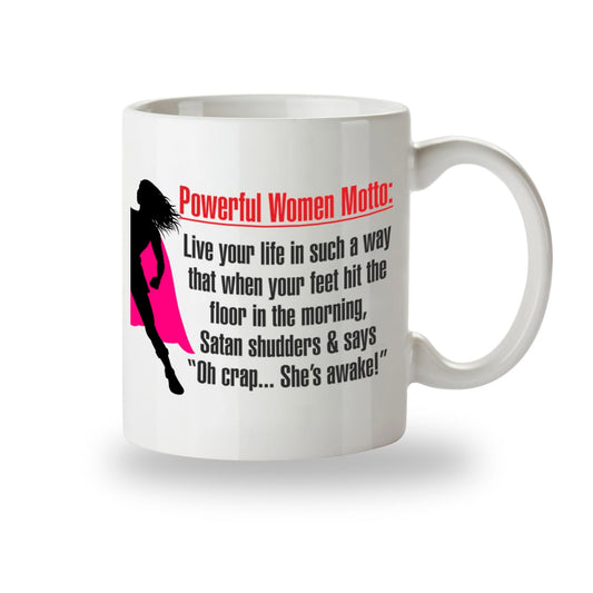 Kruzroyal Powerful Women Motto Funny Mug, Novelty Coffee Cup, Empowering Gift for Her, Friend, Colleague