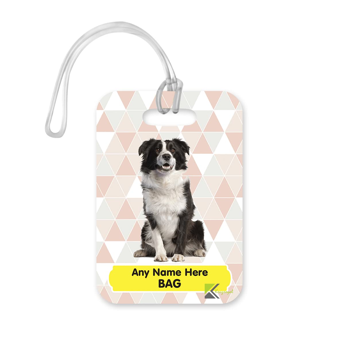 PLT253 Personalised Name's Bag with Dog Image Novelty Funny Unique Designer Gift Glossy Plastic Suitcase Luggage Tag