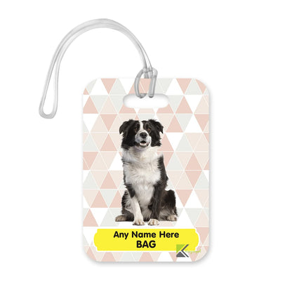 PLT253 Personalised Name's Bag with Dog Image Novelty Funny Unique Designer Gift Glossy Plastic Suitcase Luggage Tag