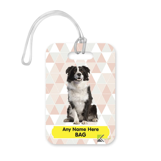 PLT253 Personalised Name's Bag with Dog Image Novelty Funny Unique Designer Gift Glossy Plastic Suitcase Luggage Tag