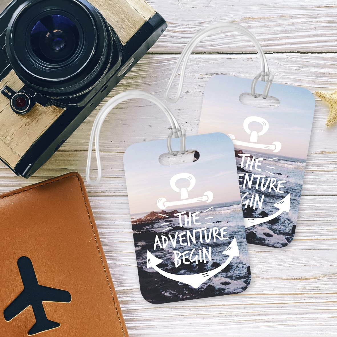 LT046 The Adventure Begin Novelty Funny Unique Designer Gift Glossy Plastic Suitcase Luggage Tag