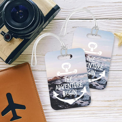 LT046 The Adventure Begin Novelty Funny Unique Designer Gift Glossy Plastic Suitcase Luggage Tag