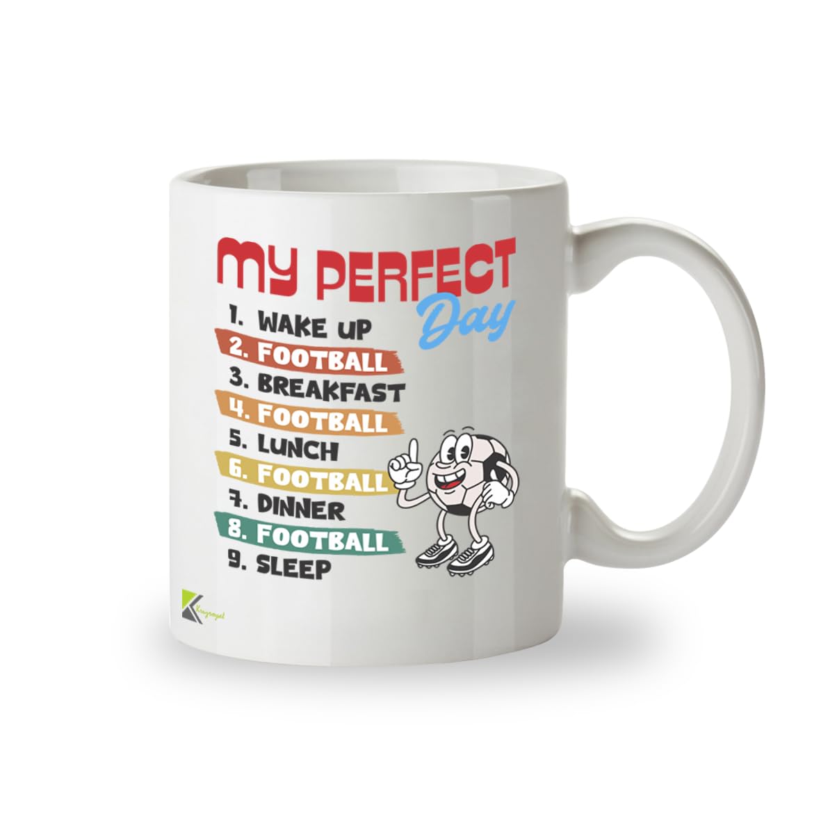 Kruzroyal My Perfect Day Football Funny Coffee Mug - Soccer Themed Novelty Cup Great Gift for Fans Players Men Boys Dad