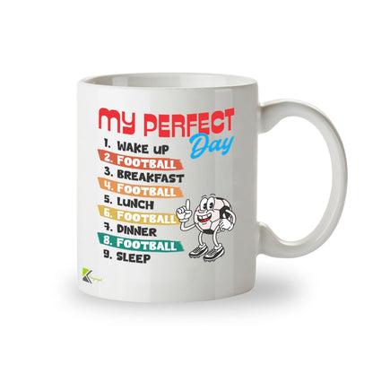Kruzroyal My Perfect Day Football Funny Coffee Mug - Soccer Themed Novelty Cup Great Gift for Fans Players Men Boys Dad